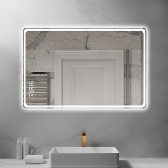 Rectangular Frameless Anti-Fog Bathroom Vanity Mirror in Silver