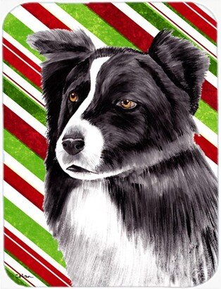 Border Collie Candy Cane Holiday Christmas Glass Cutting Board