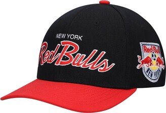 Men's Black New York Red Bulls Team Script 2.0 Stretch Snapback Hat