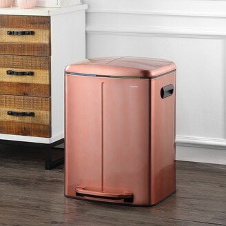 Marco Rectangular 10.5-Gallon Double Bucket Trash Can with Soft-Close Lid, Rose Gold