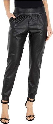 Faux Leather Joggers SLG45 (Black) Women's Casual Pants