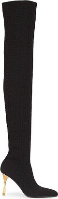 Moneta Monogram Knit Over-The-Knee Boots