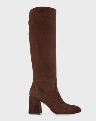 Flareblock Suede Block-Heel Knee Boots