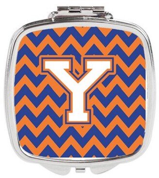 CJ1060-YSCM Letter Y Chevron Blue & Orange No.3 Compact Mirror