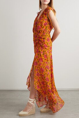 Dovima Floral-print Silk-georgette Maxi Dress - Orange