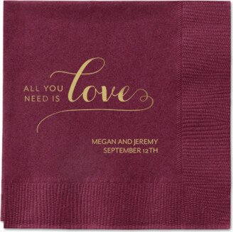 Wedding Napkins: Lovely Feeling Napkins, Yellow, Berry