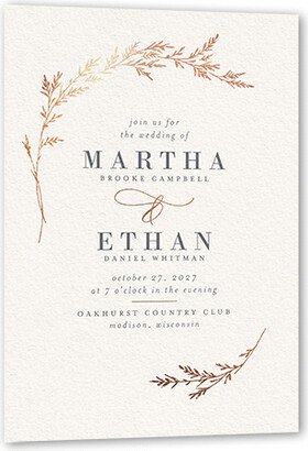 Wedding Invitations: Spectacular Spruce Wedding Invitation, Rose Gold Foil, Beige, 5X7, Matte, Signature Smooth Cardstock, Square