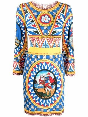 Graphic-Print Long-Sleeve Dress