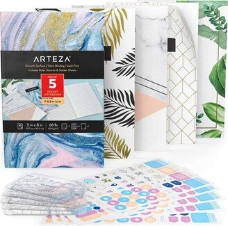 Arteza Pocket Paper Notebooks for School, 40 Sheets - 5 Pack