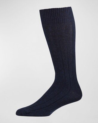 Men's Ribbed Cashmere Dress Socks