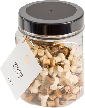 U Brands Push Pins in a Jar Natural/Walnut Wood Pkg/150