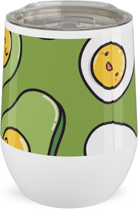 Travel Mugs: Cute Egg And Avocado - Green Stainless Steel Travel Tumbler, 12Oz, Green