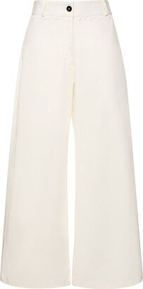 Cotton gabardine wide leg pants