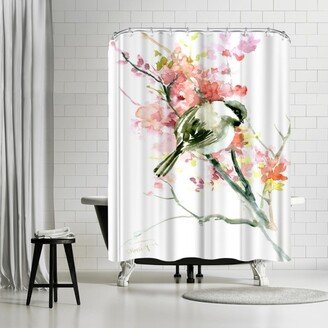 71 x 74 Shower Curtain, Spring And Chickadee by Suren Nersisyan