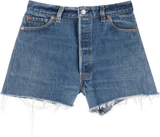 Raw-Hem Denim Shorts-AA