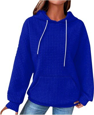 Generic Womens Long Sleeve Oversized Plus Size Hoodie Solid Color Sweatshirts Trendy Fall Fashion Tops with Pockets royal blue Small