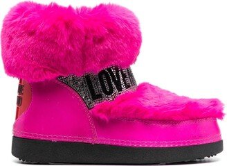 Logo-Embellished Faux-Fur Snow Boots