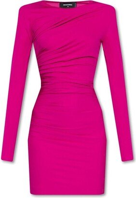 Long-Sleeved Ruched Mini Dress