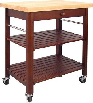 Wood Roll About Kitchen Cart in Cherry Stain Brown