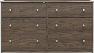 RealRooms Ellison 6 Drawer Wide Dresser, Medium Brown