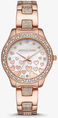 Mini Liliane Pavé Rose Gold-Tone Heart Watch