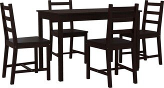 Homcom Dining Table Set for 4, 5 Piece Modern Kitchen Table and Chairs, Wood Dining Room Set for Small Spaces, Breakfast Nook, Chestnut Brown