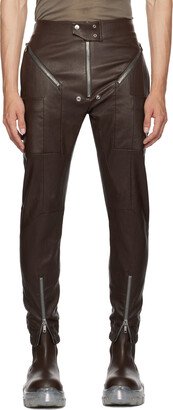 Brown Easy Strobe Leather Cargo Pants