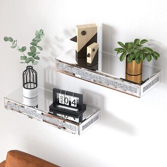 SHYFOY 2 Piece Mirror Floating Wall Shelf for Home Kitchen