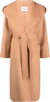 IVY OAK V-neck belted wool coat