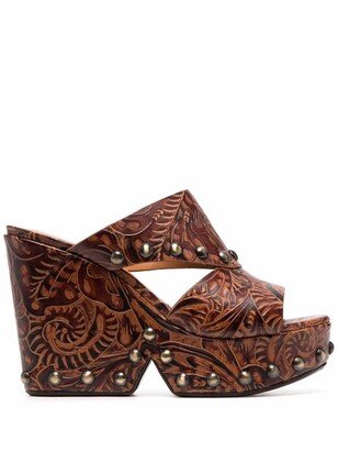 Dael printed wedge mules