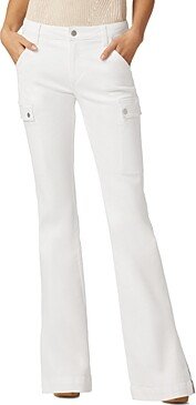 The Frankie Cargo Mid Rise Bootcut Jeans in White