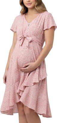 Maternity Vanessa Tie Front Floral Midi Dress