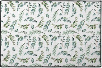 Door Mats: Paprika Floral Greenery Leafs - Green Door Mat, Green