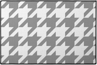 Door Mats: Modern Houndstooth Check - Grey And White Door Mat, Gray