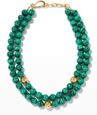 Large Double-Row Malachite Bead Necklace