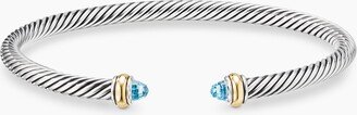 Cable Classics Bracelet in Sterling Silver with Blue Topaz and 18K Yellow Gold Women's Size Small