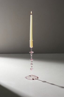 Glass Taper Candlestick, Pink Large
