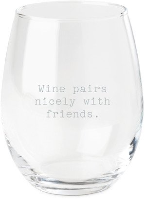 Stemless Wine Glasses: Open Quote Wine Glass, Etched Wine, White