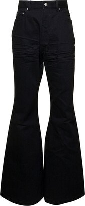 'bolan' Black Bootcut Jeans With High-waist In Cotton Denim Man