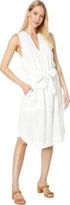 Kristi Woven Linen Dress (White) Women's Clothing