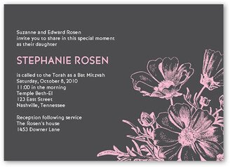 Bar/Bat Mitzvah Invitations: Bat Mitzvah Blooms Bat Mitzvah Invitation, Grey, Matte, Signature Smooth Cardstock, Square