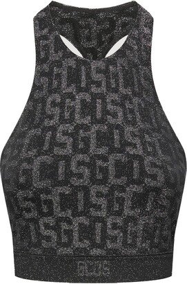 X GCDS Lurex Monogram Racer Back Crop Top