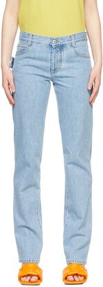 Blue Bleached Straight Jeans