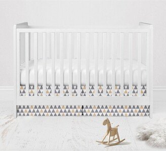 Woodlands Gray/Beige Triangles Neutral Cotton Crib/Toddler Neutral Cotton Crib Skirt