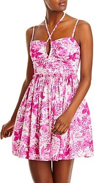 Floral Print Halter Mini Dress - 100% Exclusive