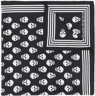 Skull Print Silk Scarf-AA