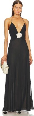 Helsa Sheer Deep V Long Slip Dress