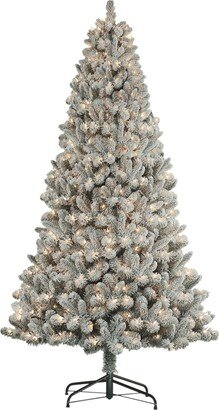 Puleo 6' Pre-Lit Flocked Virginia Pine Tree with 250 Underwriters Laboratories Clear Incandescent Lights, 659 Tips