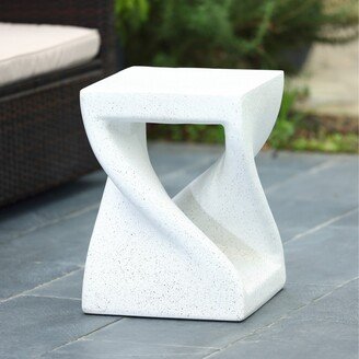 White with Speckled Grey MgO Square Twisted Indoor and Outdoor Side Table