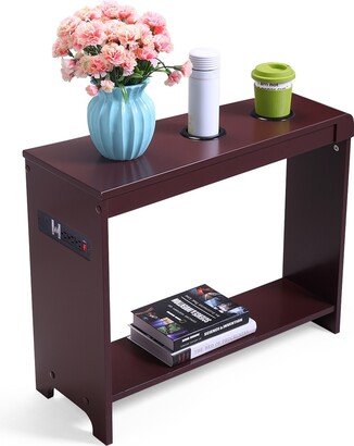 Siavonce Heritage End Table with Charging Station - 27.95L x 7.81-11.02W x 22.05H